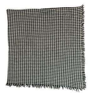 Houndstooth Blanket Shawl Wrap Scarf 42x44 Black White Fringe Unisex